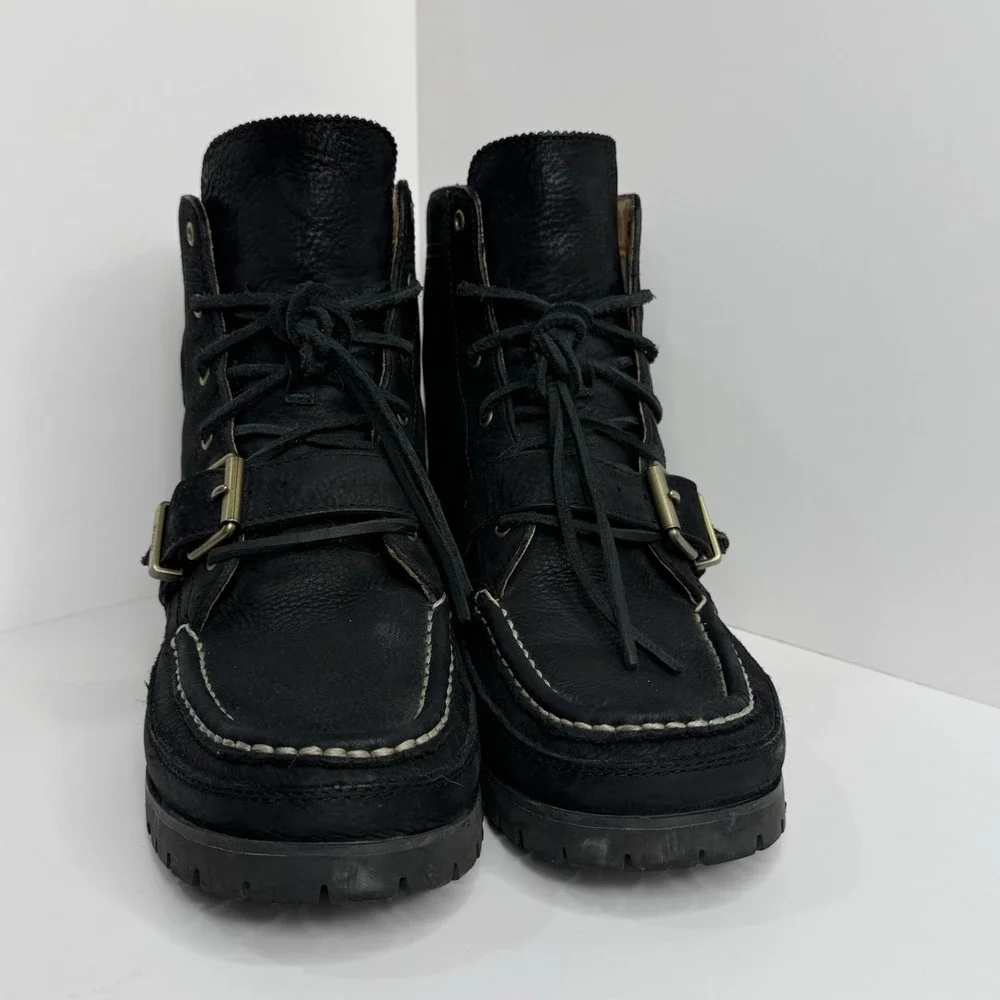 2019 Ranger Gold Thread/Buckle POLO Ralph Lauren Black Grain Leather Boots Sz 11